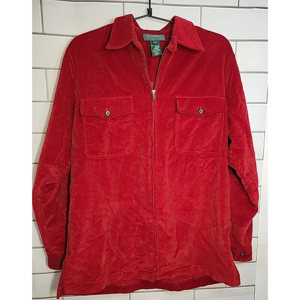 Lauren Ralph Lauren Womens Med Petite Corduroy Shirt Jacket Shacket Outdoor READ
